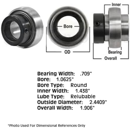 Aftermarket Tractor Spherical ReLubri Fits CATable Ball Bearing w  Collar 455111R WPS101GRC